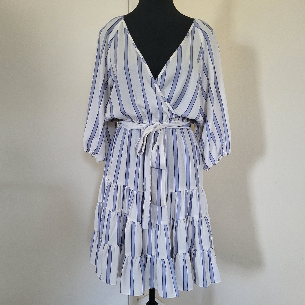 GABBY SKYE Striped Blue and White Dress - Picture 2 of 14